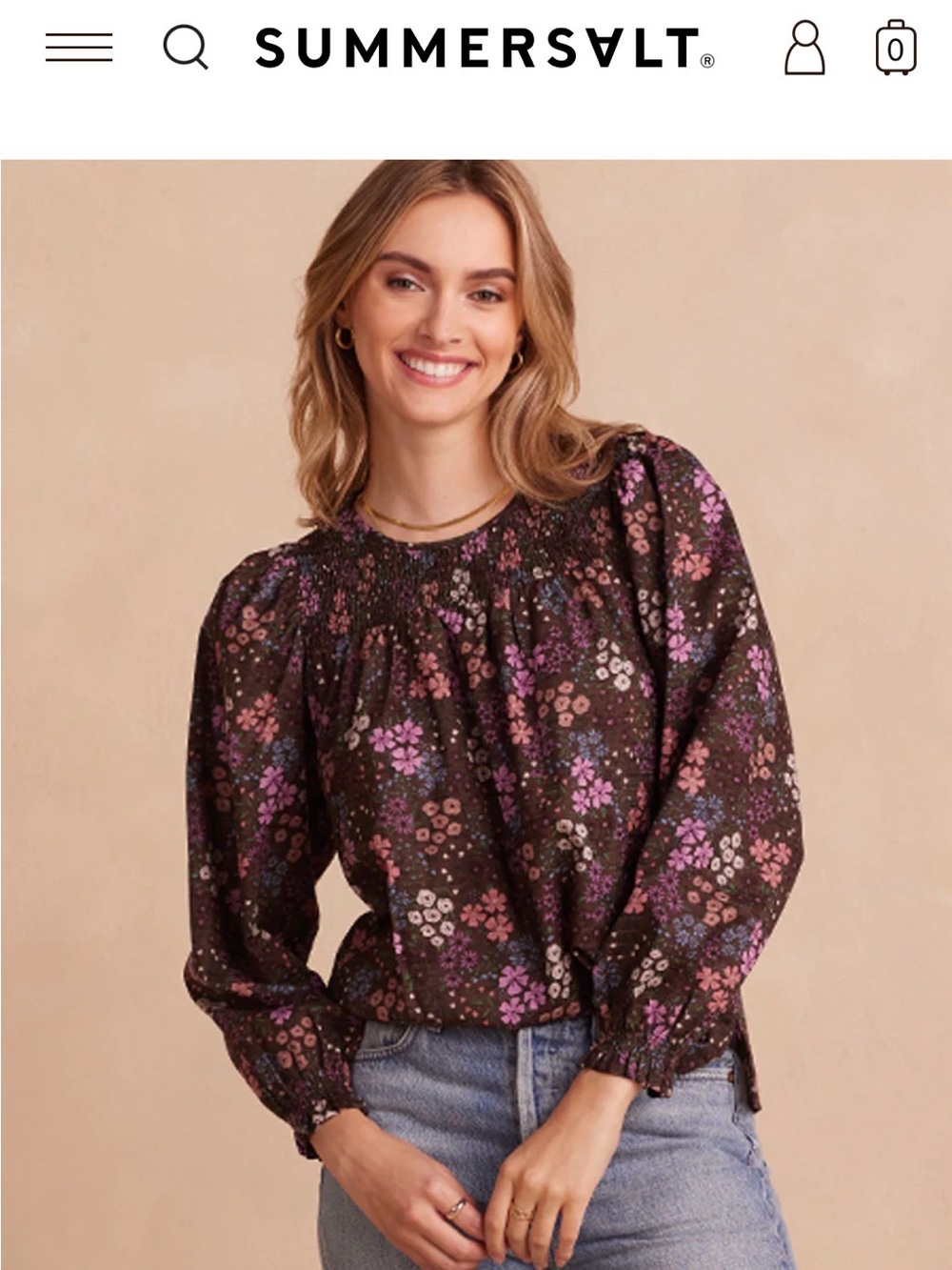 Summersalt The Perfect Smocked Cotton Top (color; Autumn Meadow)